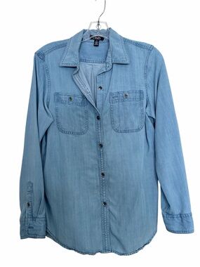 Chaps Light Blue Denim Button-Up Shirt Sz medium